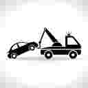 A crane and a car on a platform and Nissan tow Azadi in Qazvin